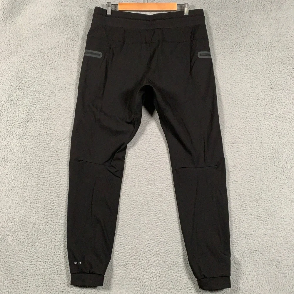 BYLT Premium Jogger Pants Mens XL Black Athletic Slim Fit Stretch Zipper Pockets